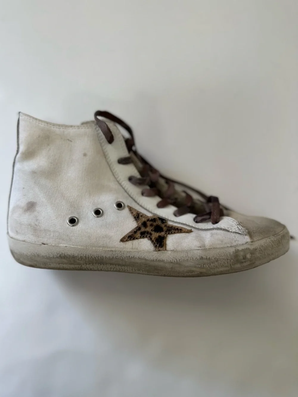 Golden Goose Women’s Francy Sneakers with Leopard Print Hair Star | Size 8 - Picture 3 of 14